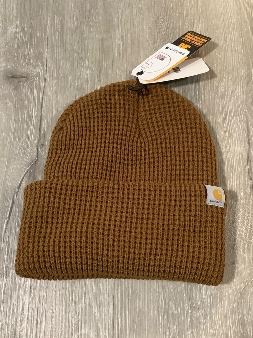 Carhartt brown knit insulated waffle beanie